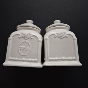 White Ceramic Tea Canisters